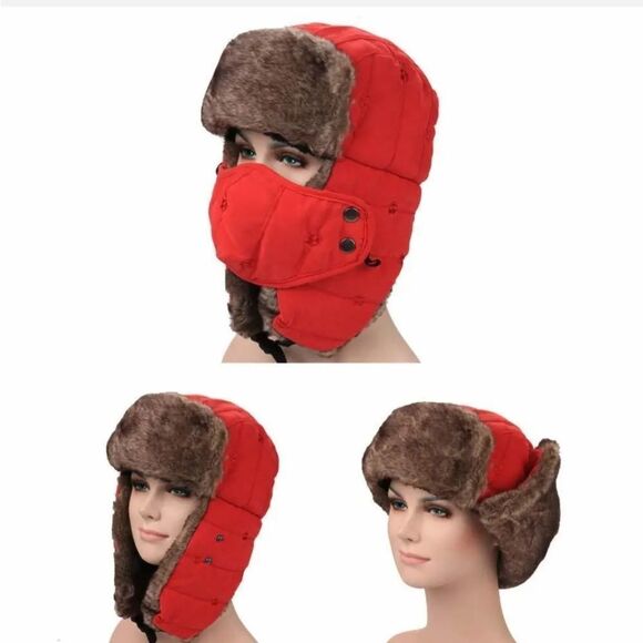 Windproof Men Women Warm Trapper Hat Winter Russian Hats with Mask Ushanka Hat main image 6